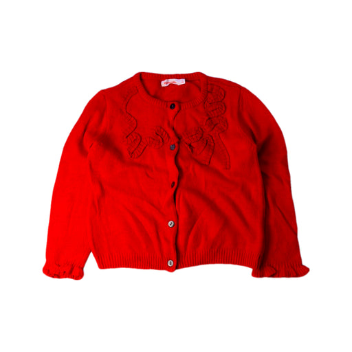 A Red Cardigans from Momonittu in size 6T for girl. (Front View)