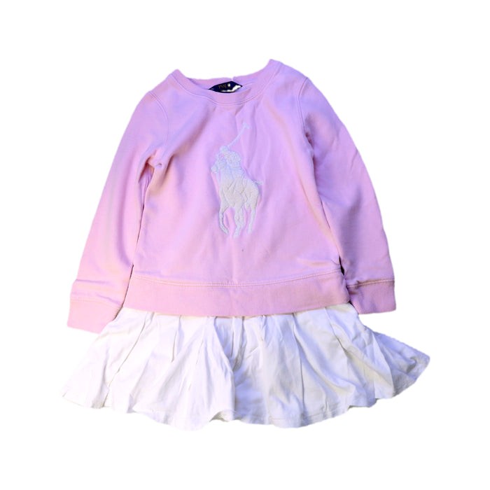 A Pink Long Sleeve Dresses from Polo Ralph Lauren in size 6T for girl. (Front View)