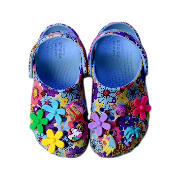 A Multicolour Sandals from Crocs in size 4T for girl. (Back View)