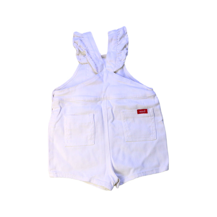 A White Overall Shorts from Seed in size 12-18M for girl. (Back View)