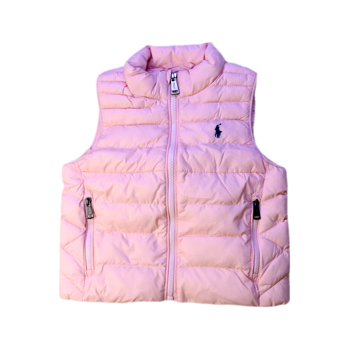 A Pink Outerwear Vests from Ralph Lauren in size 12-18M for girl. (Front View)