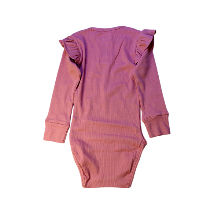 A Pink Long Sleeve Bodysuits from Snuggle Hunny in size 2T for girl. (Back View)