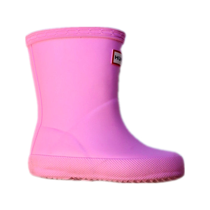 A Pink Rain Boots from Hunter in size 12-18M for girl. (Front View)