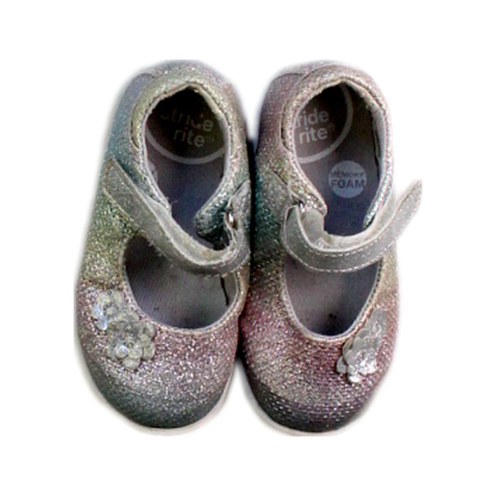 A Silver Flats from Stride Rite in size 12-18M for girl. (Back View)