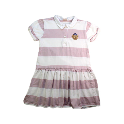 A Pink Short Sleeve Dresses from Petit Main in size 4T for girl. (Front View)