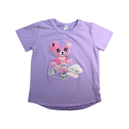 A Purple Short Sleeve T Shirts from Hux in size 5T for girl. (Front View)