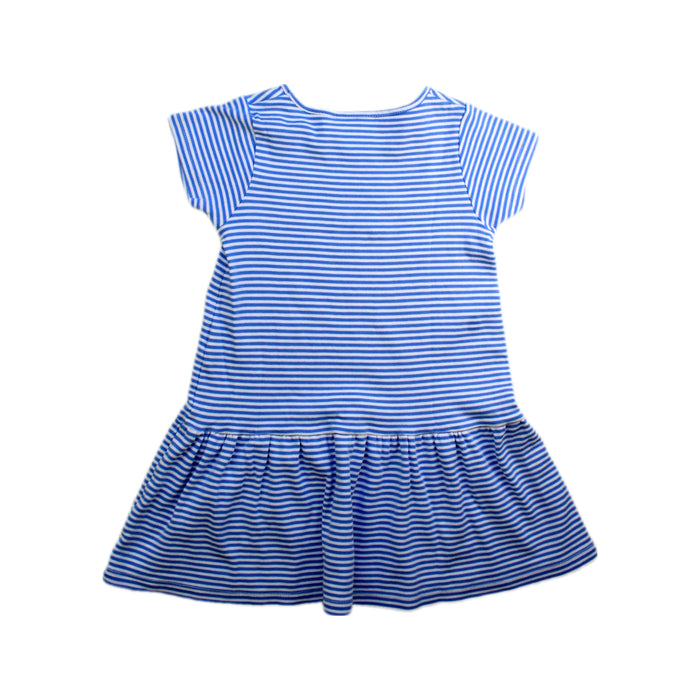 A Blue Short Sleeve Dresses from Little English in size 5T for girl. (Back View)