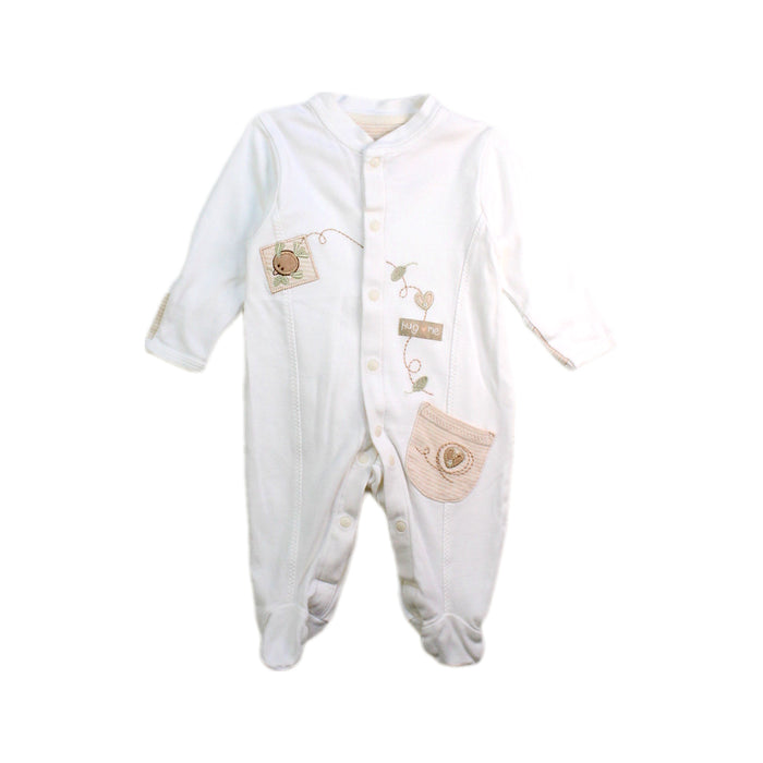 A White Onesies from Natures Purest in size 0-3M for neutral. (Front View)