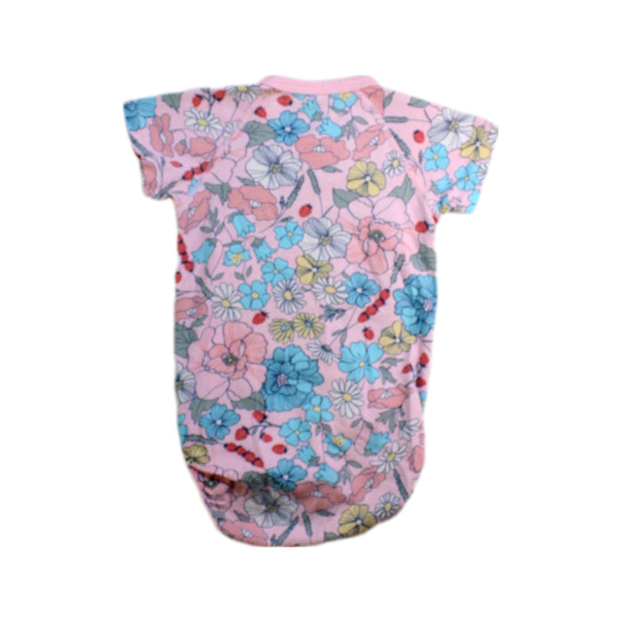 A Pink Short Sleeve Bodysuits from Polarn O. Pyret in size 3-6M for girl. (Back View)