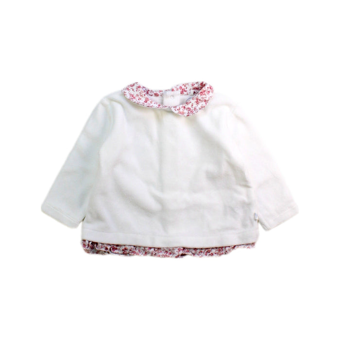 A White Long Sleeve Tops from Laranjinha in size 3-6M for girl. (Front View)