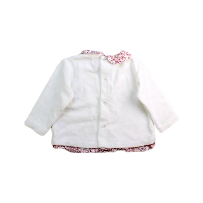 A White Long Sleeve Tops from Laranjinha in size 3-6M for girl. (Back View)