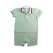 A Green Short Sleeve Rompers from Polarn O. Pyret in size 3-6M for boy. (Front View)