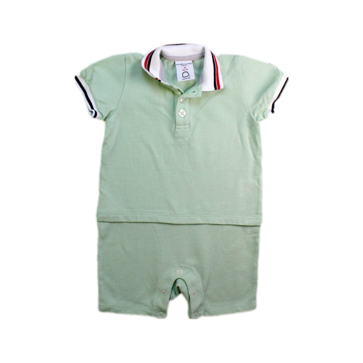 A Green Short Sleeve Rompers from Polarn O. Pyret in size 3-6M for boy. (Front View)