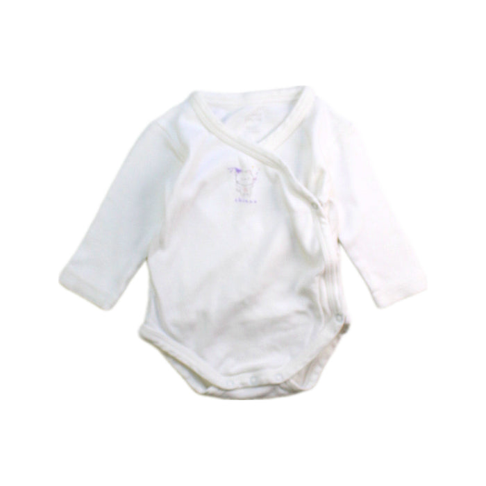 A White Long Sleeve Bodysuits from Chicco in size 0-3M for girl. (Front View)
