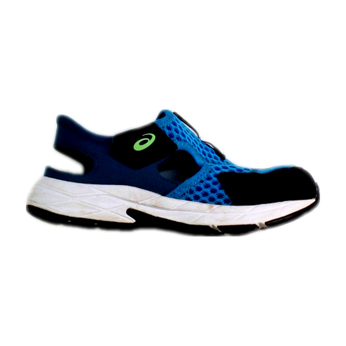 A Blue Sneakers from ASICS in size 6T for boy. (Front View)