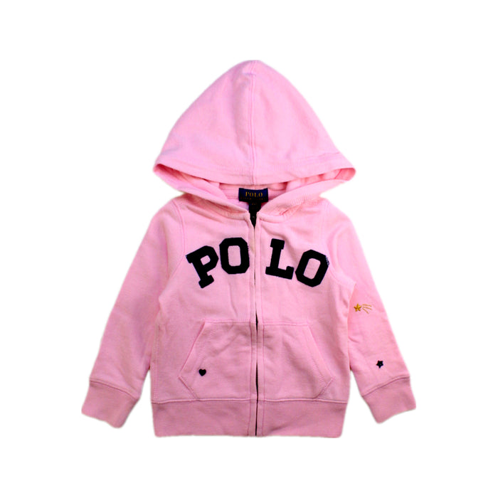 A Pink Hooded Sweatshirts from Polo Ralph Lauren in size 2T for girl. (Front View)