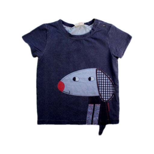 A Navy Short Sleeve T Shirts from Momonittu in size 12-18M for neutral. (Front View)
