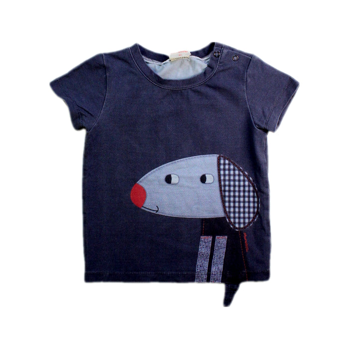 A Navy Short Sleeve T Shirts from Momonittu in size 12-18M for neutral. (Front View)