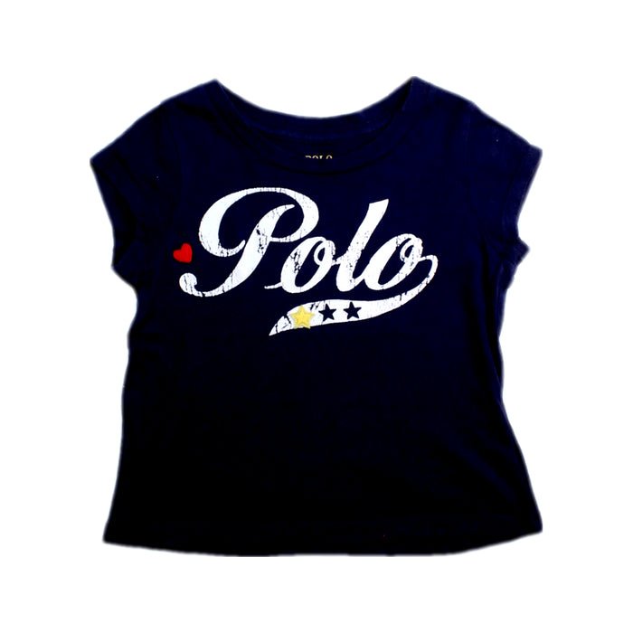 A Navy Short Sleeve T Shirts from Polo Ralph Lauren in size 2T for girl. (Front View)