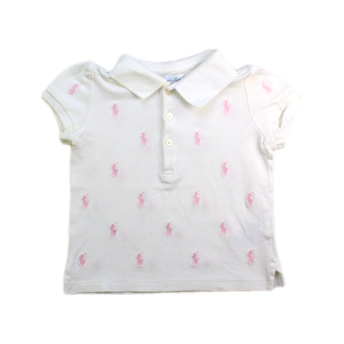 A White Short Sleeve Polos from Ralph Lauren in size 12-18M for girl. (Front View)