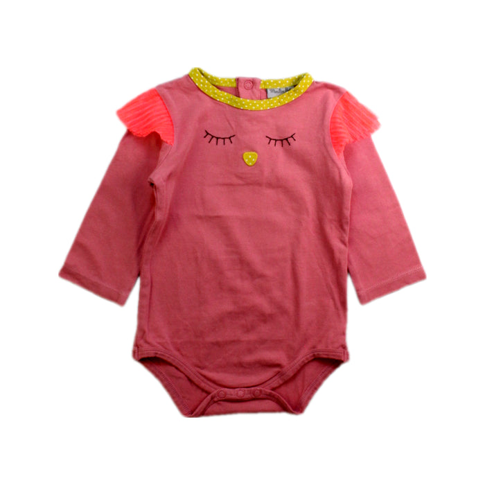 A Pink Long Sleeve Bodysuits from Moulin Roty in size 12-18M for girl. (Front View)