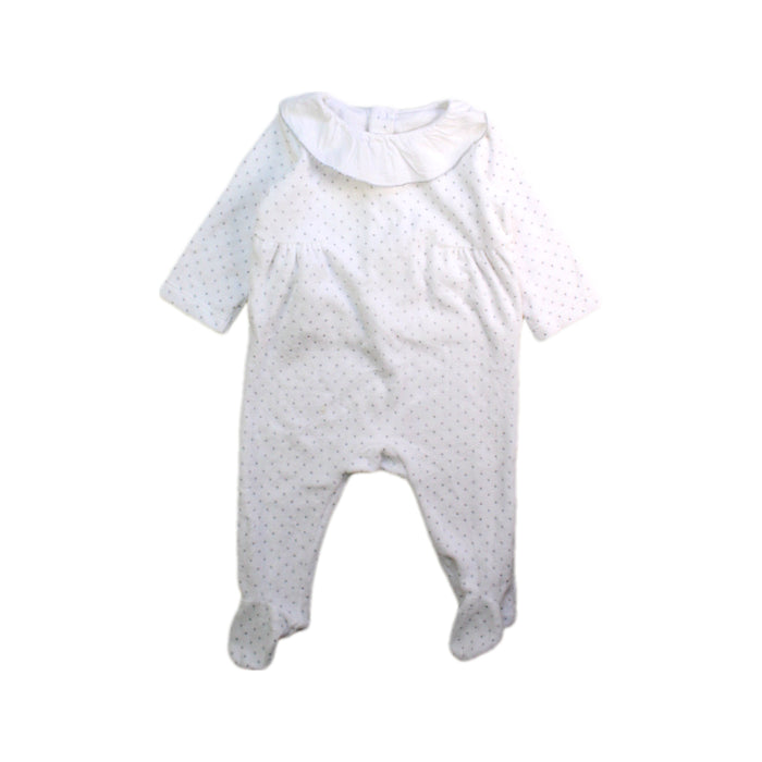 A White Long Sleeve Rompers from Jacadi in size 12-18M for girl. (Front View)