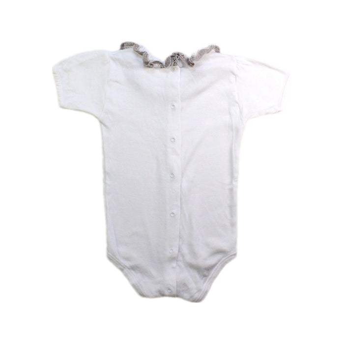 A White Short Sleeve Bodysuits from Babidu in size 6-12M for girl. (Back View)