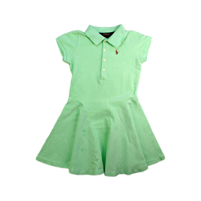 A Green Short Sleeve Dresses from Polo Ralph Lauren in size 4T for girl. (Front View)