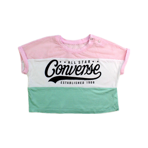 A Pink Short Sleeve T Shirts from Converse in size 2T for girl. (Front View)