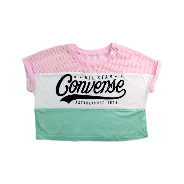 A Pink Short Sleeve T Shirts from Converse in size 2T for girl. (Front View)