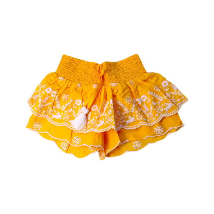 A Yellow Shorts from Seed in size 4T for girl. (Front View)