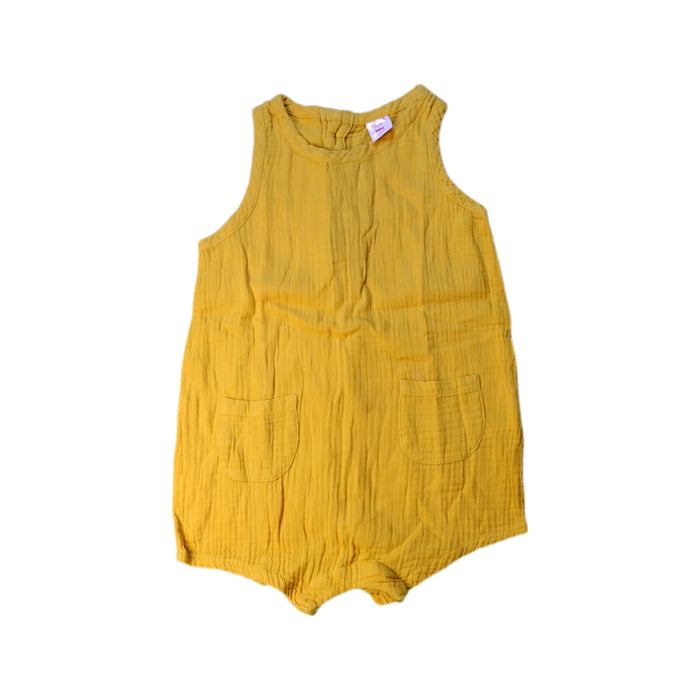 A Yellow Sleeveless Rompers from Seed in size 12-18M for girl. (Front View)
