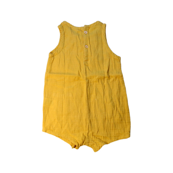 A Yellow Sleeveless Rompers from Seed in size 12-18M for girl. (Back View)