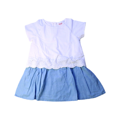 A White Short Sleeve Dresses from Seed in size 3T for girl. (Front View)