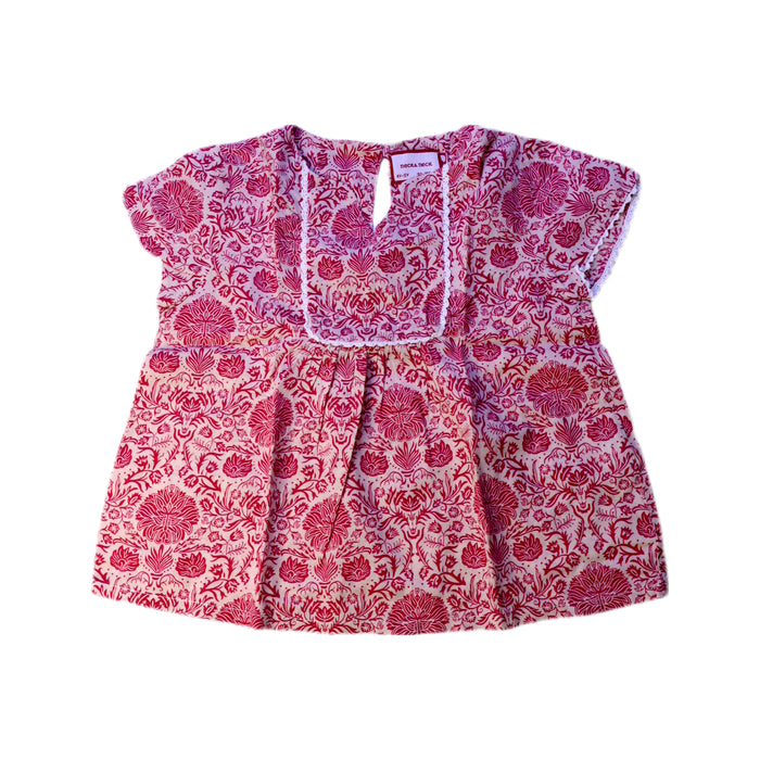 A Pink Short Sleeve Tops from Neck & Neck in size 4T for girl. (Front View)