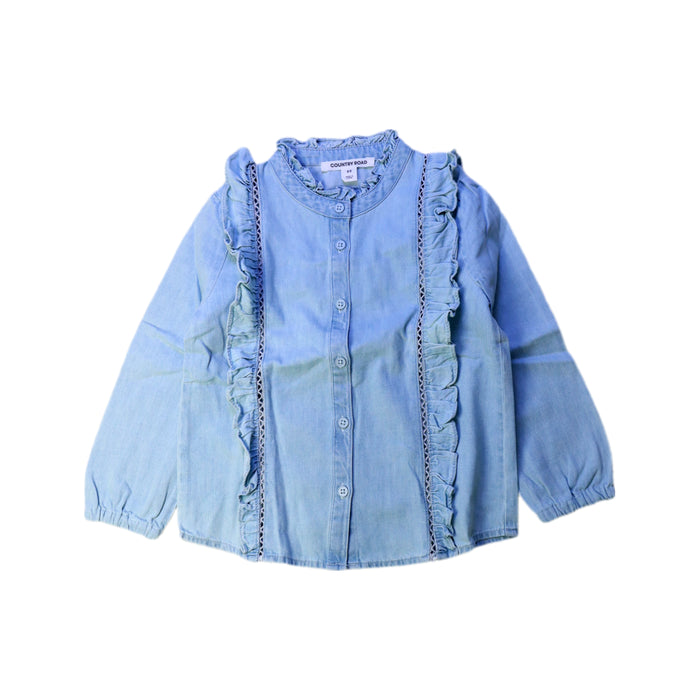 A Blue Long Sleeve Shirts from Country Road in size 3T for girl. (Front View)