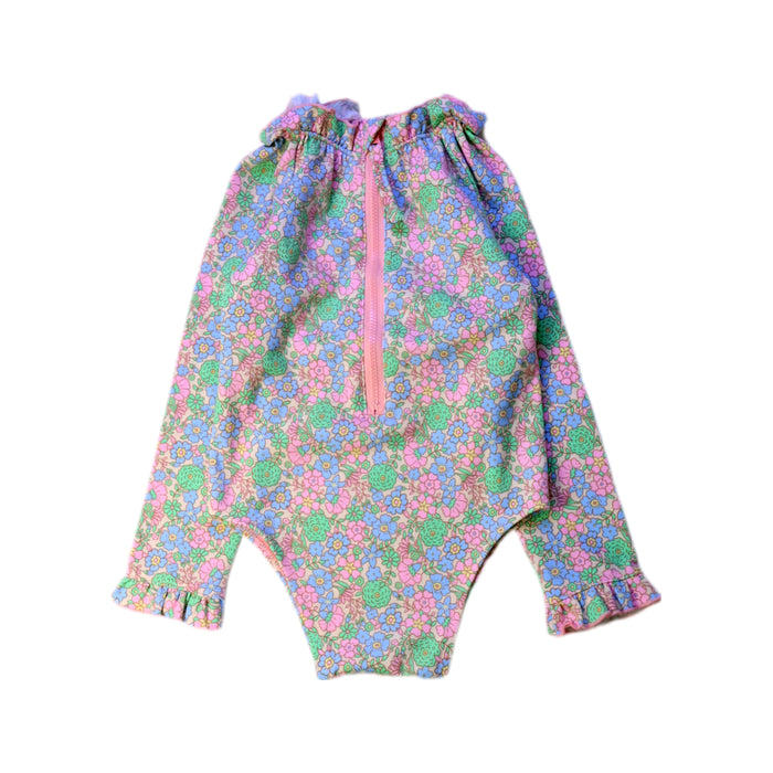 A Pink Swimsuits from Bonton in size 3T for girl. (Front View)