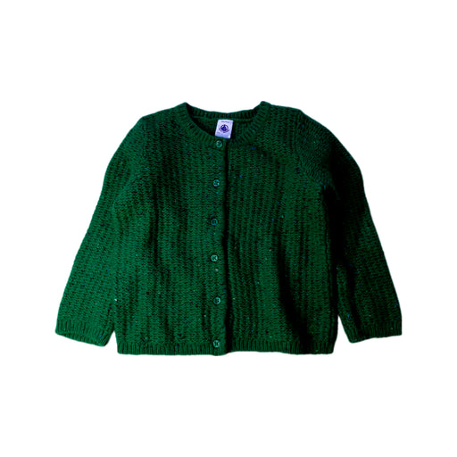 A Green Cardigans from Petit Bateau in size 3T for girl. (Front View)