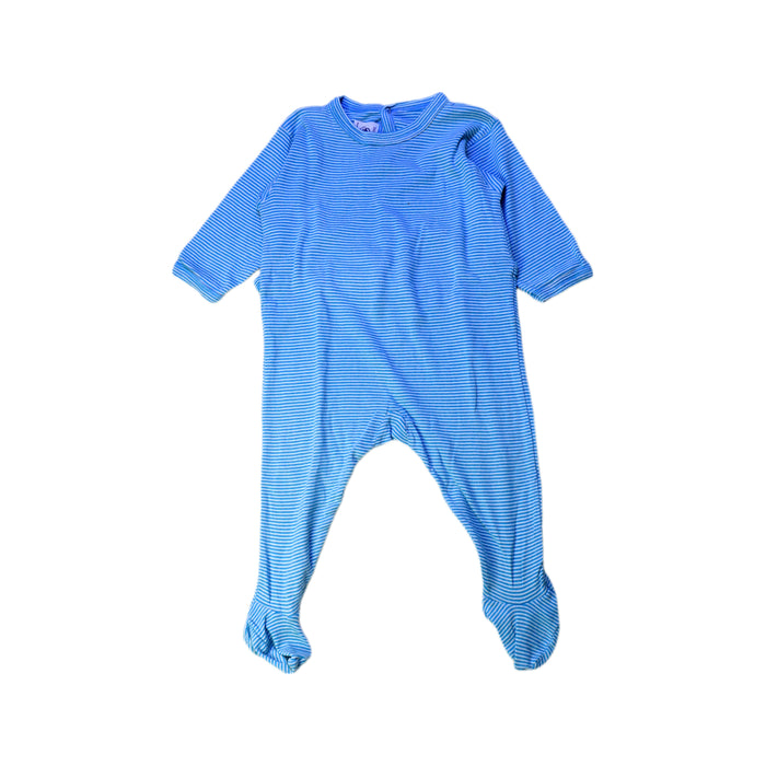 A Blue Onesies from Petit Bateau in size 3-6M for neutral. (Front View)