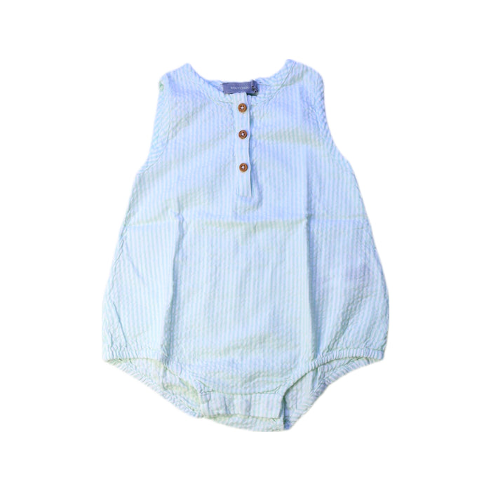 A Blue Sleeveless Rompers from Bout'Chou in size 3-6M for girl. (Front View)