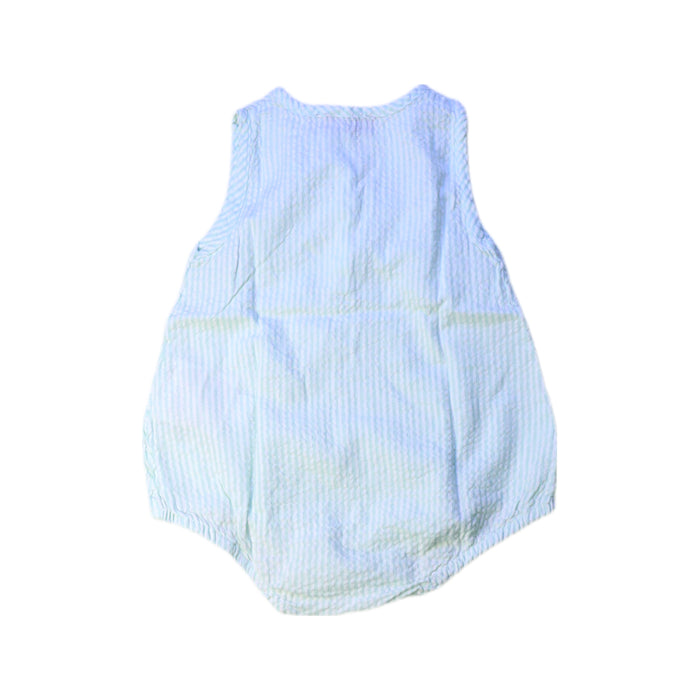 A Blue Sleeveless Rompers from Bout'Chou in size 3-6M for girl. (Back View)