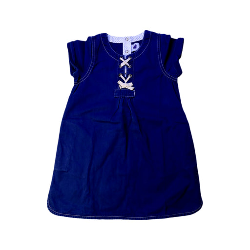 A Navy Short Sleeve Dresses from Petit Bateau in size 3T for girl. (Front View)