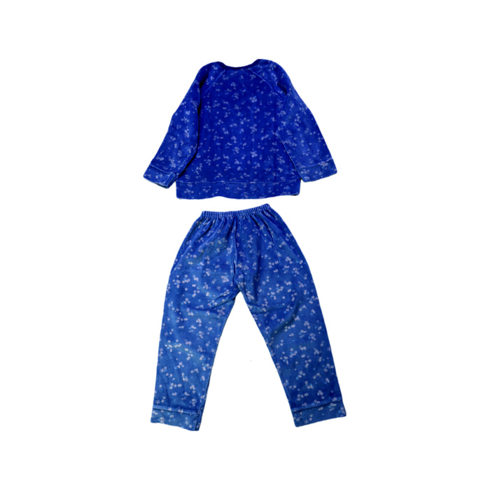 A Blue Pyjama Sets from Petit Bateau in size 3T for girl. (Back View)