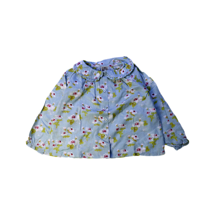 A Blue Long Sleeve Shirts from Bonton in size 3T for girl. (Front View)