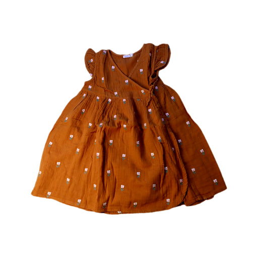 A Brown Sleeveless Dresses from Bout'Chou in size 3T for girl. (Front View)