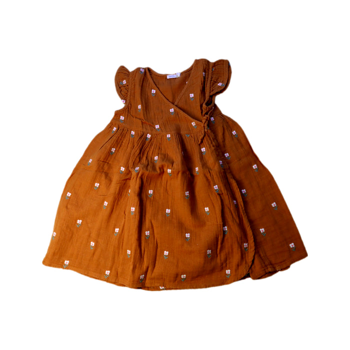 A Brown Sleeveless Dresses from Bout'Chou in size 3T for girl. (Front View)