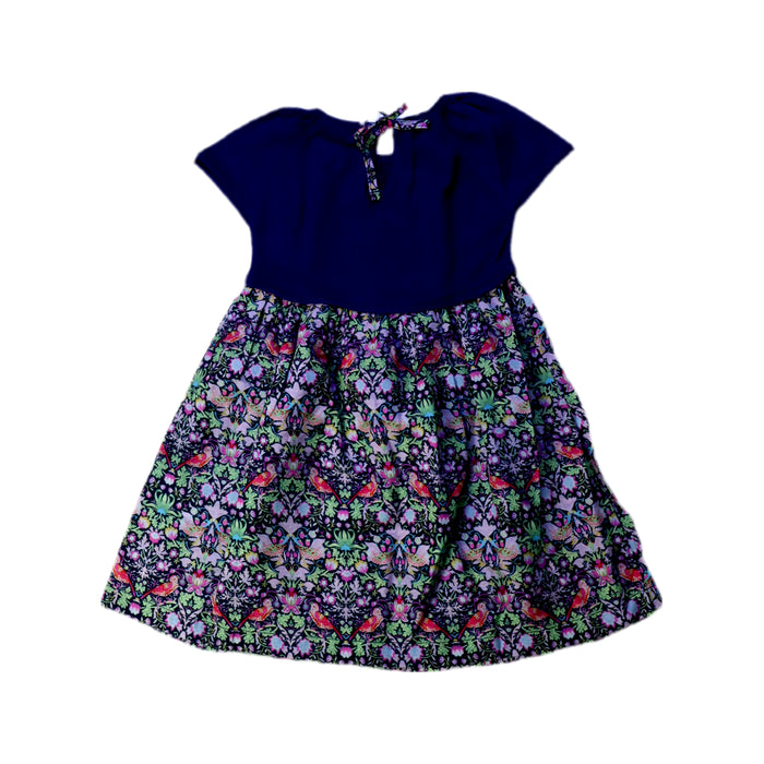 A Navy Short Sleeve Dresses from Velveteen in size 2T for girl. (Back View)