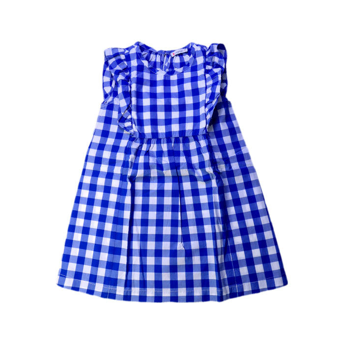 A Blue Sleeveless Dresses from Crewcuts in size 4T for girl. (Front View)