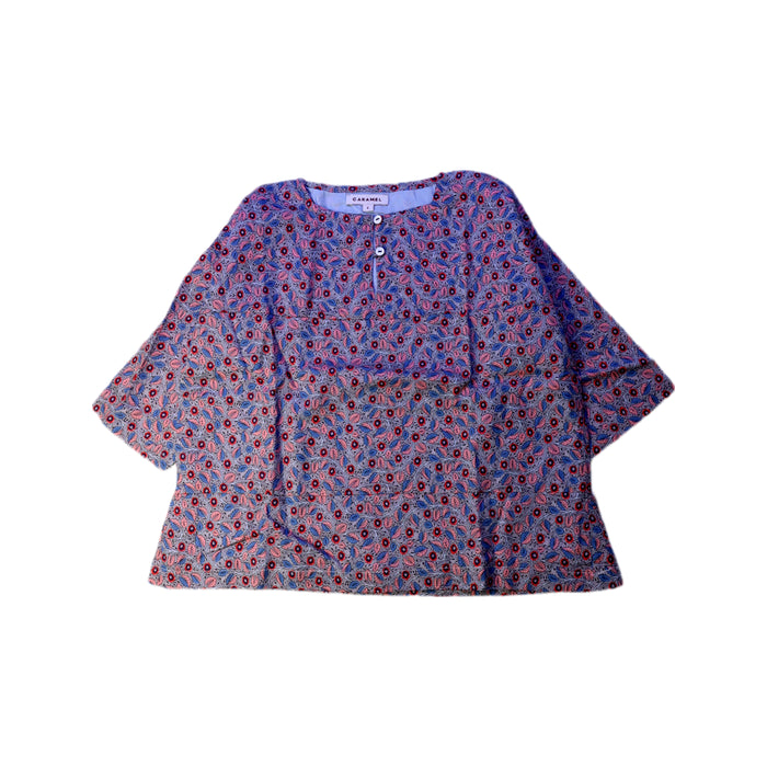 A Blue Short Sleeve Tops from Caramel in size 4T for girl. (Front View)