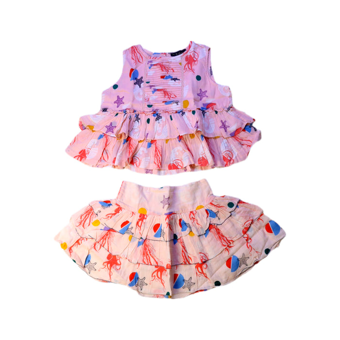 A Pink Skirt Sets from Velveteen in size 4T for girl. (Front View)